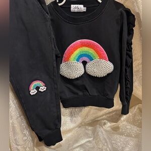 Lola + The Boys Black Rainbow Kids Matching Set